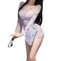 Sheer Butterfly Print Kimono Robe Set - Sexy Japanese-Inspired Lingerie Outfit for Date Night thumbnail