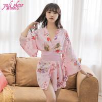 Women's Sexy Chiffon Kimono Lingerie Set - Japanese Sakura Costume Outfit for Role Play thumbnail