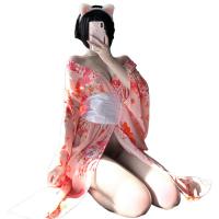 Linlinting Japanese Kimono-Style Cat Lingerie Set - Long Sheer Sleepwear for Women, Elegant & Seductive thumbnail