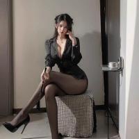 Sexy Secretary Costume Set - Striped No-Remove Shirt & Lingerie Sleepwear Outfit for Adults thumbnail