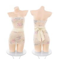 Sensual Kimono-Style Lace Bodysuit - Sheer Embroidered Strapless Outfit for Date Night thumbnail