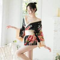 Japanese-Style Kimono Lingerie Set for Women – Sexy Sleepwear & Costume Outfit, Floral Print Seductive Nightgown thumbnail