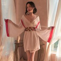 Japanese-Style Sexy Lace Sleepwear Set – Sheer Chiffon Kimono Robe with Flared Sleeves, Pure & Alluring Women's Lingerie thumbnail