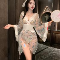 Japanese-Style Waist-Cinching Lace Bodysuit - Sheer Kimono-Inspired Erotic Lingerie Set for Bedroom Wear thumbnail