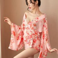 Retro Kimono Lace Lingerie Set - Sexy Sheer Sleeve Corset Costume for Women thumbnail