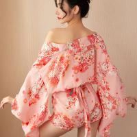 Retro Kimono Lace Lingerie Set - Sexy Sheer Sleeve Corset Costume for Women thumbnail