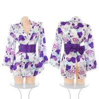 Cherry Blossom Two-Way Lingerie Set - Seductive Kimono Sleepwear with Chest & Hip Exposure, No-Remove Maid Outfit thumbnail