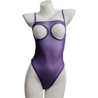 Sexy Lace Mesh Bodysuit - Sheer See-Through Tight-Fit Open-Crotch One-Piece with Chest Cutout thumbnail