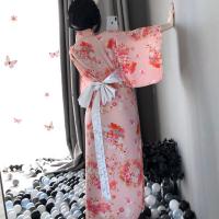 Linlinting Japanese Kimono-Style Cat Lingerie Set - Long Sheer Satin Sleepwear for Women, Seductive & Elegant thumbnail