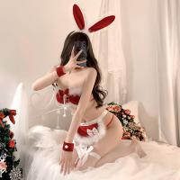Red New Year Bunny Lingerie Set - Sexy No-Remove Rabbit Girl Costume for Women thumbnail