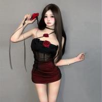 JinXiao New Year Lingerie Set - Sheer Sexy Slip Dress with Built-in Pads & Bodycon Fit