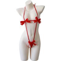 Sexy Christmas Lace Bodysuit with Bow Tie Straps - Naughty & Nice Holiday Costume for New Year's Eve thumbnail