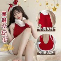 Christmas Velvet Dress - Sexy Plush Pure & Tempting Bodycon Holiday Party Dress with Festive Knit Sweater Top thumbnail