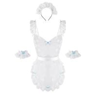 Manyan Pure & Seductive Low-Cut Maid Dress - Sheer Cosplay Costume Set, No-Remove Lingerie Outfit thumbnail