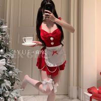 Yiyue Christmas Red Chef Lingerie Set – Sexy Pure-Temptation Holiday Sleepwear & Roleplay Costume thumbnail