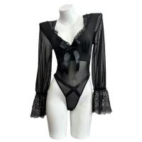 Pure & Seductive Lace-Trimmed Sheer Bodysuit Set – Breathable, No-Remove Sexy Lingerie 2874 thumbnail