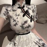 Chinese New Year Sexy Lingerie Dress - Red Qipao-Inspired Bodycon Mini Dress for Live Streaming & Photoshoots thumbnail