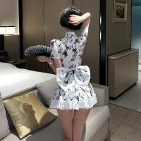 Chinese New Year Sexy Lingerie Dress - Red Qipao-Inspired Bodycon Mini Dress for Live Streaming & Photoshoots thumbnail