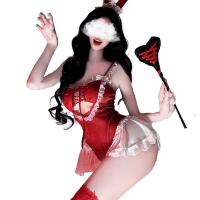 Sexy Christmas Bunny Costume for Women - Hot Catwoman Bodysuit Outfit, Naughty Holiday Cosplay Lingerie Set thumbnail