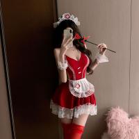 New Year Costume Sexy Maid Lingerie - Open-Crotch Sleep Dress for Role Play & Holiday Fun thumbnail