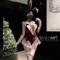Yiyue Original Sexy Christmas Bunny Girl Costume - Naughty Lingerie Bodysuit with Open-Crotch Uniform Set thumbnail