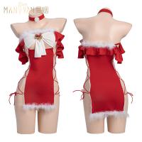 2025 New Year Red Sensual Bodysuit – Sexy Strapless Bandage Sleep Dress & Tight Costume Outfit thumbnail