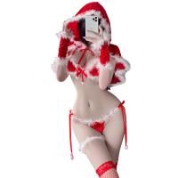 Mannyan New Year Lingerie Set - Sexy Lace & Faux Fur Trimmed 3-Piece Costume with Cape & Harness thumbnail