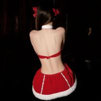 Sexy Velvet Nightgown for Christmas - Cute Role Play Lingerie Sleep Dress, Holiday Costume Outfit thumbnail