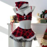 Genuine Yun Red Christmas Lingerie Set - Sexy New Year Sleepwear, Pure-Allure JK Uniform for Women thumbnail