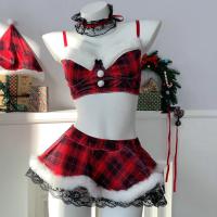 Genuine Yun Red Christmas Lingerie Set - Sexy New Year Sleepwear, Pure-Allure JK Uniform for Women thumbnail