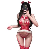 Mannyan Christmas Lingerie Set - Sheer Mesh Halter Bodysuit for Holiday & New Year Outfits thumbnail