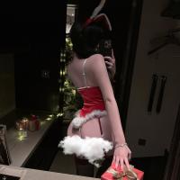 Sexy Red Lace Long Rabbit Ear Costume - Bunny Girl Outfit for New Year & Party Events thumbnail
