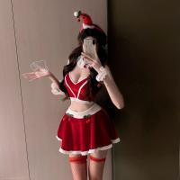 New Year Lingerie Set - Cherry-Themed Sexy Cute Split Outfit, Open-Crotch Holiday Costume for Live Streamers thumbnail