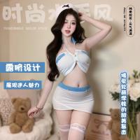 Romantic Airline-Style Sexy Bodysuit - Shoulder-Baring Flight Attendant Dress for Date Night thumbnail