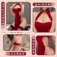 Feimu New Year Silk Velvet Cheongsam Lingerie - Sexy Costume Sleepwear with High Slit for Women thumbnail