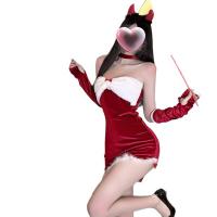QingShe Christmas Bunny Girl Costume Set - Sexy Holiday Lingerie Dress for New Year Parties thumbnail