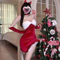 QingShe Christmas Bunny Girl Costume Set - Sexy Holiday Lingerie Dress for New Year Parties thumbnail