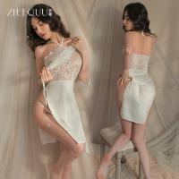 Ziqu Sexy Lace Sleep Dress for Women – High-Slit Hook-Neck Nightgown, Provocative Lingerie Set for New Year & Special Oc thumbnail