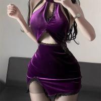Pure & Dark Lingerie Set - Velvet Witch Cosplay Sleep Dress for Role Play, Sexy & Stylish thumbnail