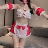 Christmas Sexy Cosplay Lingerie Set - Red Bunny Girl Maid Costume for Women, Naughty & Alluring Holiday Outfit thumbnail