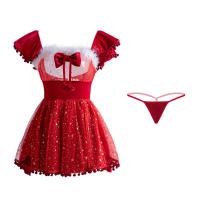 Mannyan Sexy New Year Lingerie Set - Sparkling Mesh Halter Dress with Adjustable Ties for Women thumbnail