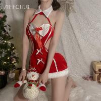 Christmas Velvet Lingerie Nightgown - Sexy Role Play Costume Set for New Year Eve & Holiday Cosplay thumbnail