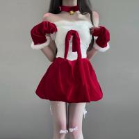Golden Night Sexy Christmas Bunny Girl Costume - Seductive Lingerie Set with Bow & Wings thumbnail