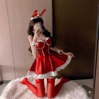 Red Bunny Girl Costume - Sexy Lingerie Dress for New Year & Christmas, No-Remove Seductive Outfit thumbnail