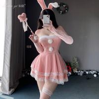 Xianyi Christmas Bunny Girl Lingerie Set - Red Velvet Sexy Costume for New Year Cosplay & Party Wear thumbnail