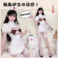 Nurse Costume Lingerie Set for Women - Seductive Cut-Out Bust Pure Temptation Role Play Outfit, No-Undress Design thumbnail