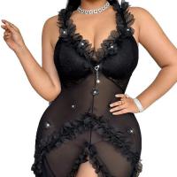 Yimenglan 2026 Sheer Mesh Lace Sexy Sleep Dress – Valentine's Day Romantic Lingerie Nightgown for Women thumbnail