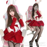 Plus Size Christmas Bodysuit - Gold Velvet Bunny Girl Outfit for New Year & Holiday Cosplay thumbnail