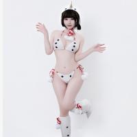 Snowman-Themed Sexy Lingerie Bikini Set - White Fuzzy Christmas Costume for Cosplay & Holiday Parties thumbnail