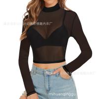 2024 Sexy Sheer Mesh Long Sleeve Crop Top – Women's Europe and America-Style Lingerie Top for Bold Confidence thumbnail